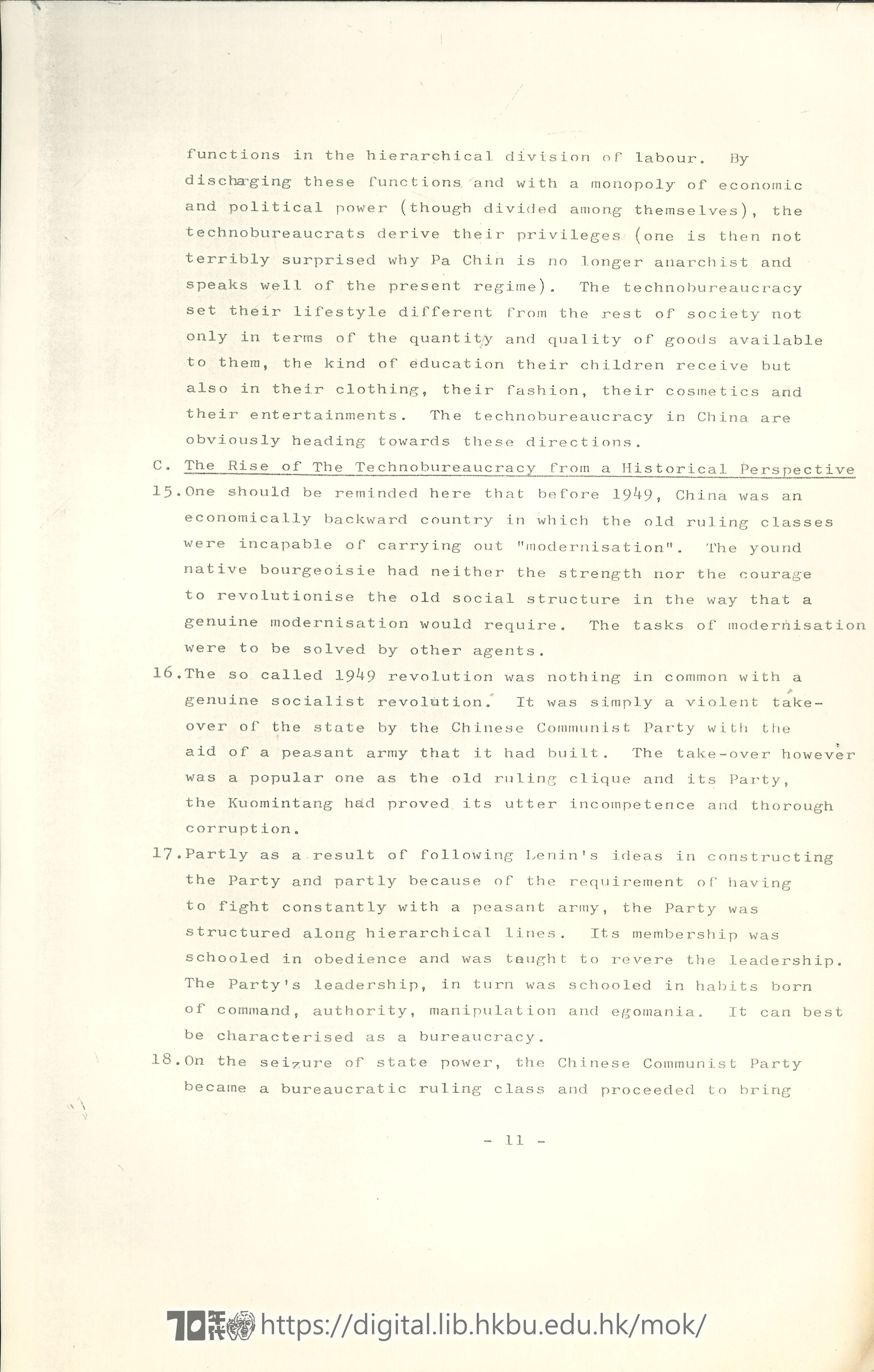   The rise of the technobureacracy & the four modernisations; Deng Xiao-ping and the four modernisations LEE, Yu See 