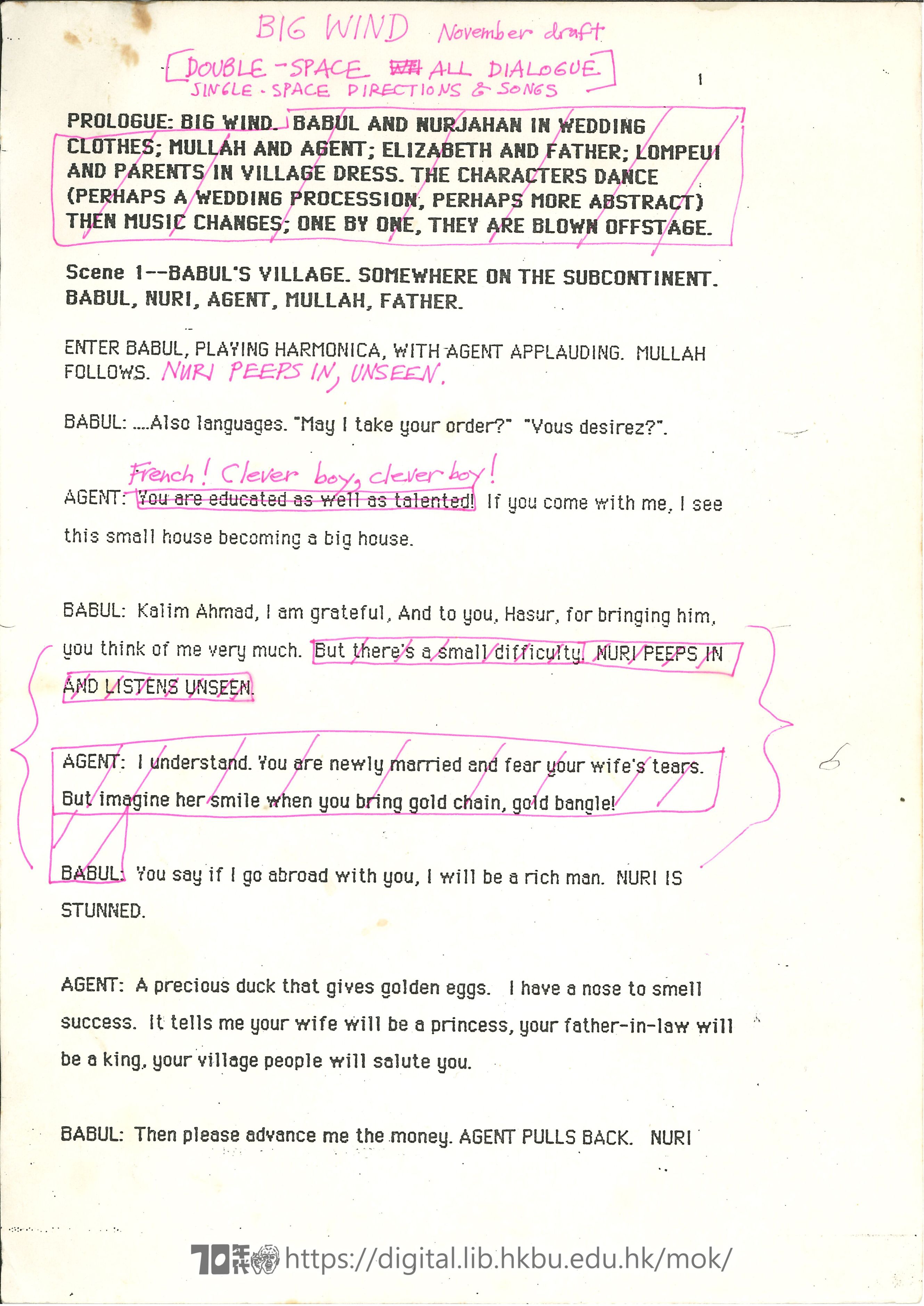 Big Wind  Big Wind script rehearsal draft 10/94  