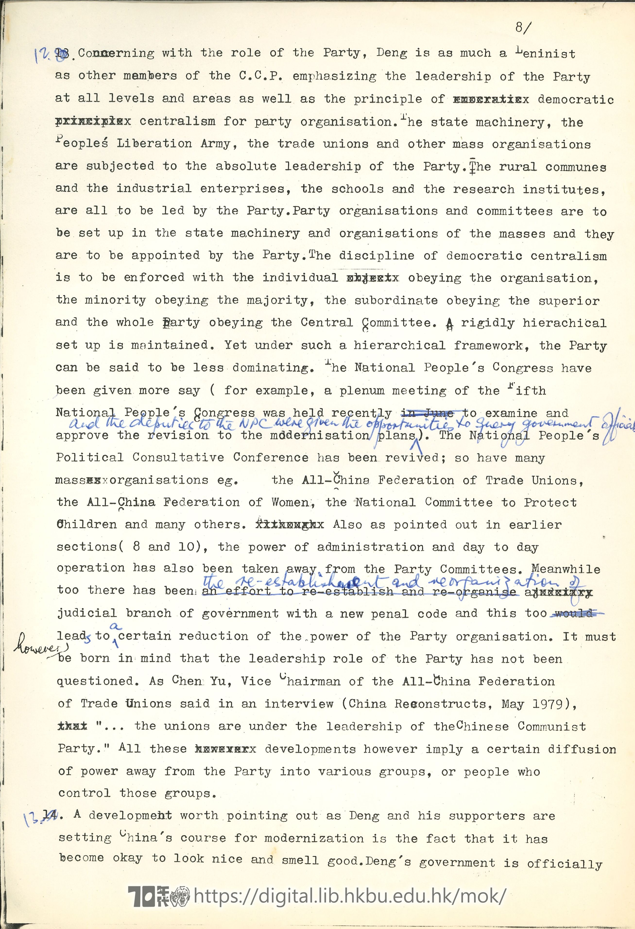   The rise of the technobureacracy and the four modernisations; Deng Xiao-ping and the four modernisations (proofreading manuscript)  